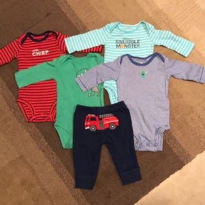 EUC Lot of Carter’s 3 M Baby Boy Onesies 5 piece